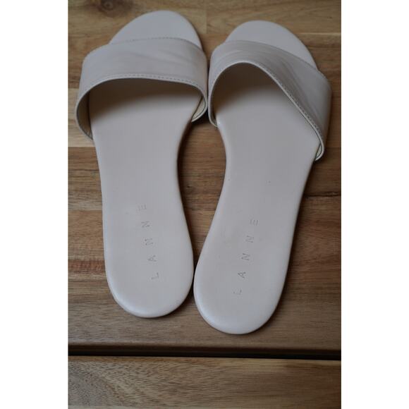 Lanne Classic White Leather Slip Ons Minimalist Simple Brazil Sandals Size 7 - Picture 3 of 9